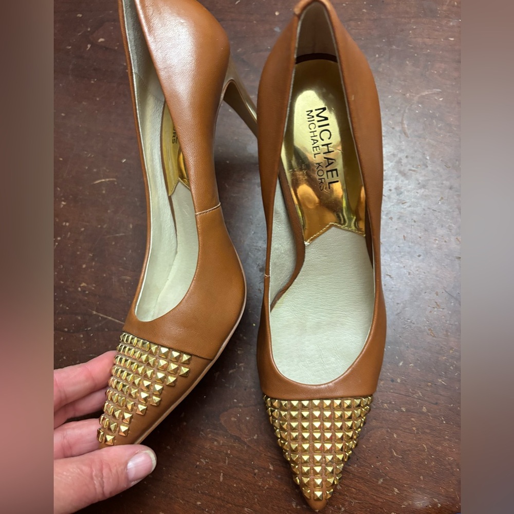 Michael Kors Brown and Gold Studded Heels
